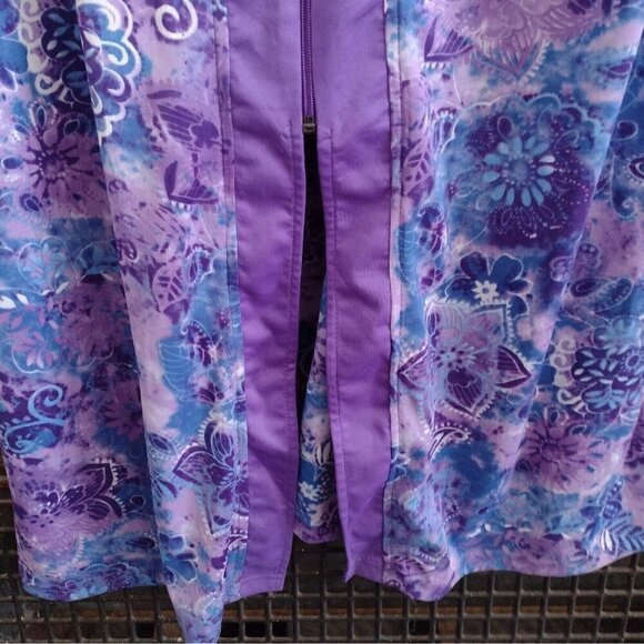 Vintage Collections Etc Long Purple Blue Paisley Zip Robe Housecoat Womens M - Picture 6 of 10